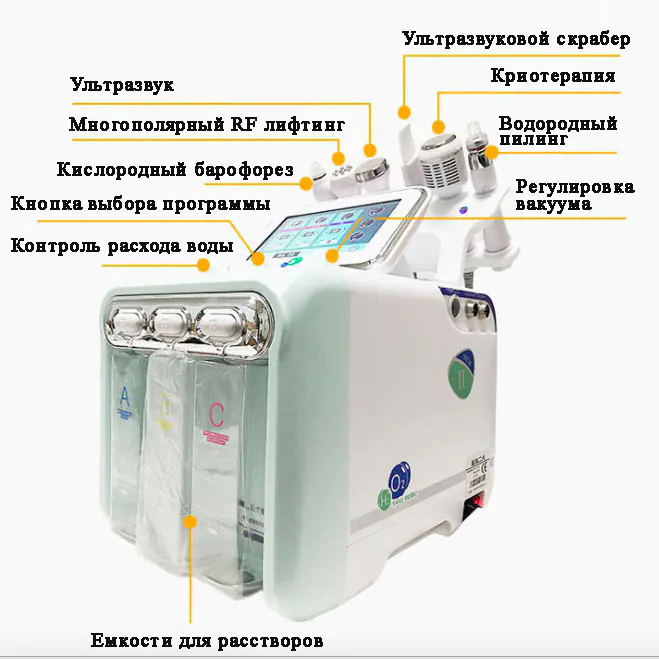 Косметологический комбайн водородного пилинга NOVA, H2-O2 Small Bubble, с многополярным RF лифтингом — изображение 4