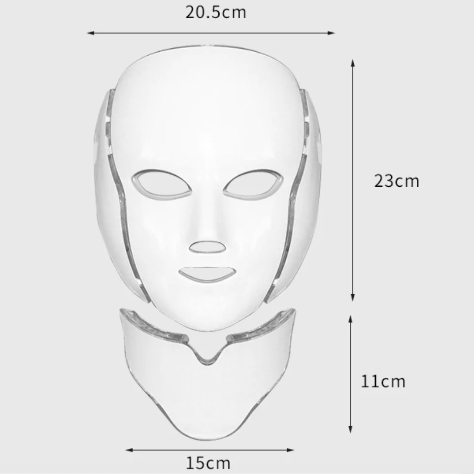 LED-маска для обличчя і шиї з мікрострумами, фотодинамічна - Зображення 3
